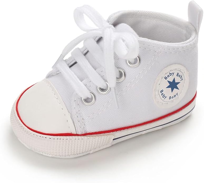 Unisex Baby Girls Boys Canvas High-top Shoes, Newborn Infant Anti-Slip Soft by KKIIDDSS
