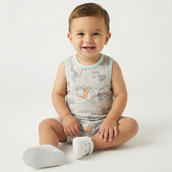Disney Cars Pooh Mickey Stitch Baby Boys 2 Pack Romper - Image 5