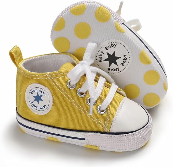 Unisex Baby Girls Boys Canvas High-top Shoes, Newborn Infant Anti-Slip Soft by KKIIDDSS