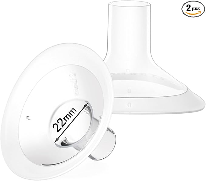 2 Count of 22mm Breast Pump Flanges Compatible with Medela/Lansinoh ComfortFit, Replace Medela PersonalFit Breast Shields, Accessories for Pump in Style Symphony Swing Harmony Freestyle Pump Parts