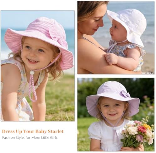 Baby Girl Sun Hat Kids Summer Beach Wide Brim Hats Toddler Bucket Hat - Image 7
