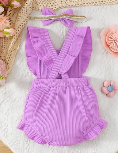 Fullfamous Baby Girl Ruffled Jumpsuit and Headband Set - Image 3