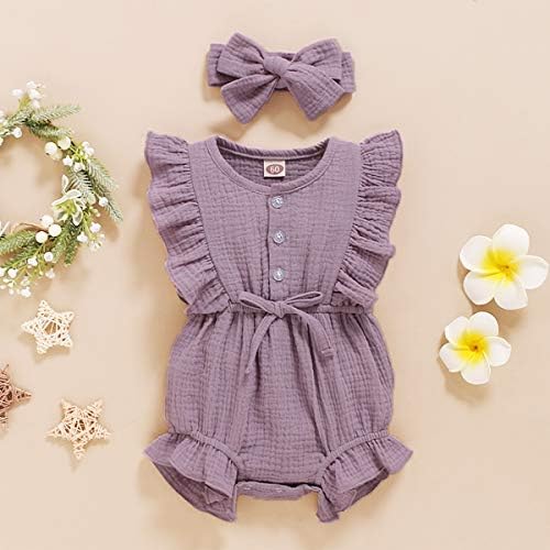 YOUNGER TREE Toddler Baby Girl Ruffled Sleeveless Romper Casual Summer Jumpsuit - Image 2