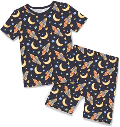 babee Reshinee Bamboo Viscose Toddler Boys Pajamas Set, Short Sleeve Kids by babeeReshinee