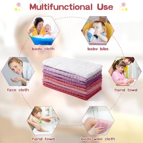 Remagr 8 Packs Muslin Burp Cloths Large 20" x 10", 6 Layers Unisex Baby - Image 4