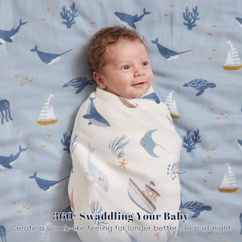 PHF Muslin Swaddle Blankets for Newborn, Large 47x 47 Inches, 4 Pack Organic - Image 3