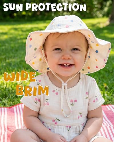 HONGTEYA Baby Sun Hat Muslin Wide Brim Toddler Girl Beach Bucket Hat - Image 3