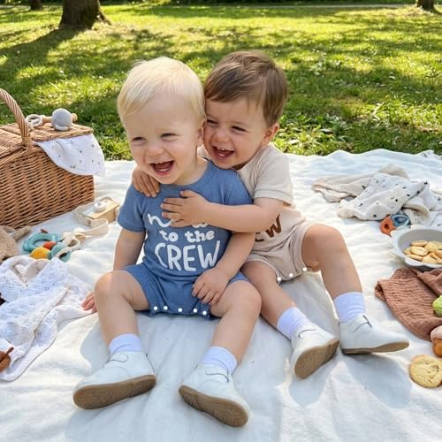 allshope Newborn Baby Boy Summer Outfit Romper Letter Embroidery Short Sleeve - Image 5