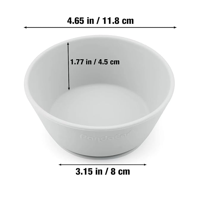 PandaEar 3 Pack Baby Suction Bowls|Silicone Food Bowls First Stage Feeding for Baby Toddler Infant Kids| Food Grade Soft Safe BPA-Free Silicone Toddler Bowls -Blue/Gray