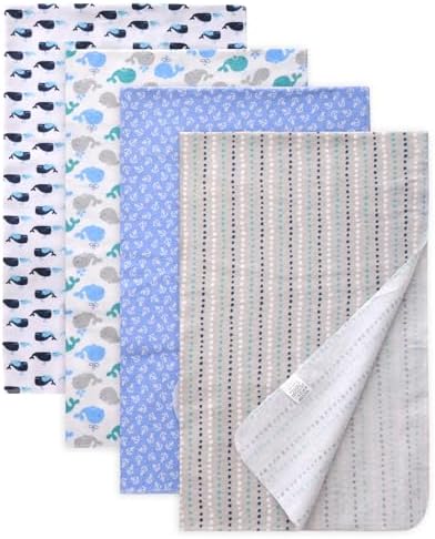 Gina Era Cotton Flannel Receiving Blankets Baby 4 Pcs, Baby Swaddle Blankets by GinaEra