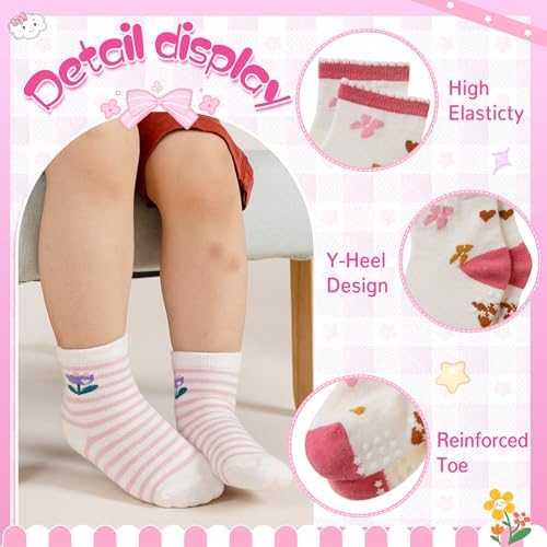 Toddler Non Slip Grips Socks Kids Anti Skid Baby Boys Girls Cotton Crew Socks - Image 4