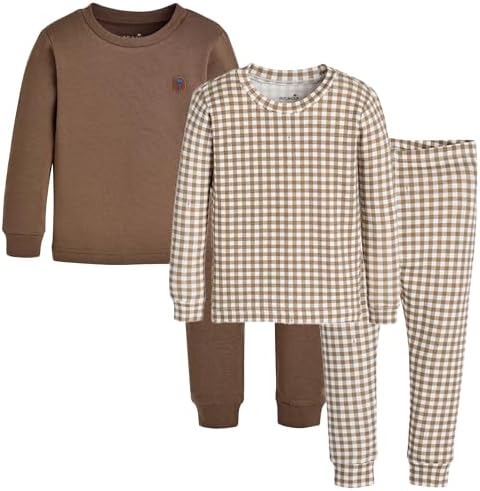 moimoln Cotton Modal Baby Toddler Pajamas Check Solid Leopard 6M-8Y by moimoln