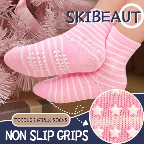 SkiBeaut Baby Toddlers Girls Socks, 12 Pairs Non Slip Kids Grips Toddler Grippy - Image 3