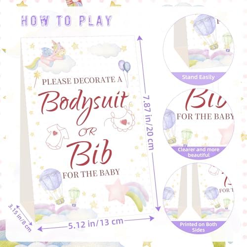 Bibs Bodysuits Baby Shower Game Sign Set Newborn Onesies Feeder Gift Fabric - Image 3