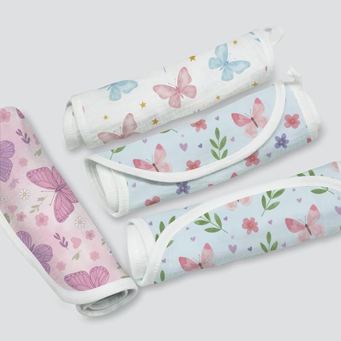 6 Pack （3×2） Butterfly Baby Burp Cloths, 20x10 Contoured Burp Rags - Image 8