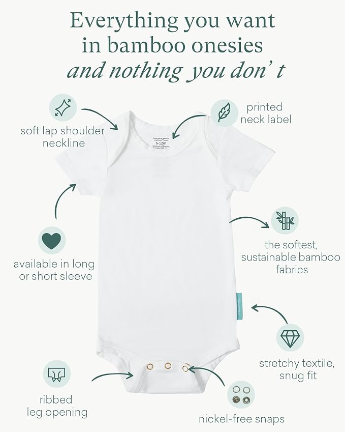 PurComfy Bamboo Viscose Short Sleeve Bodysuit Baby, Unisex Baby | Ideal - Image 2