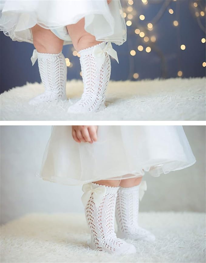 Baby Girl Knee-High Socks Toddlers Bow Stockings Newborn Infant Princess Frilly - Image 3