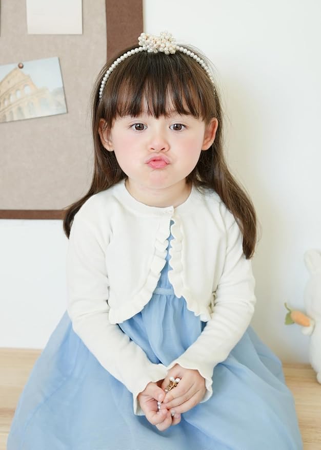Toddler Girls Cardigan Sweater Bolero Shrug Baby Kids Long Sleeve Cropped Dress - Image 6