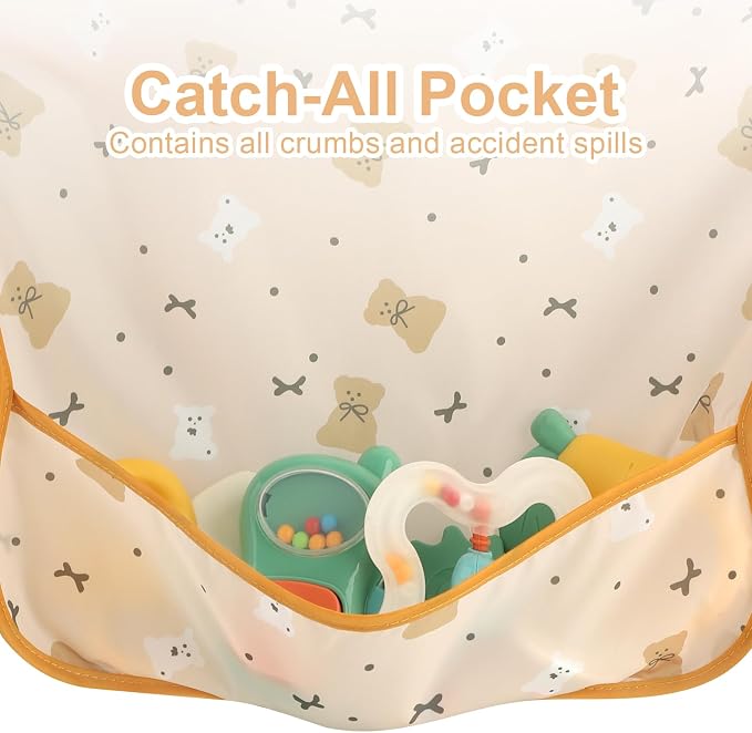 Accmor 4 Pack Long Sleeve Bibs, Baby Smock Waterproof Full Sleeved Bib - Image 4