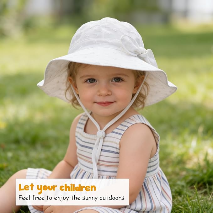 Baby Girl Sun Hat with UPF 50+ Outdoor Adjustable Beach Hat with Wide Brim - Image 3