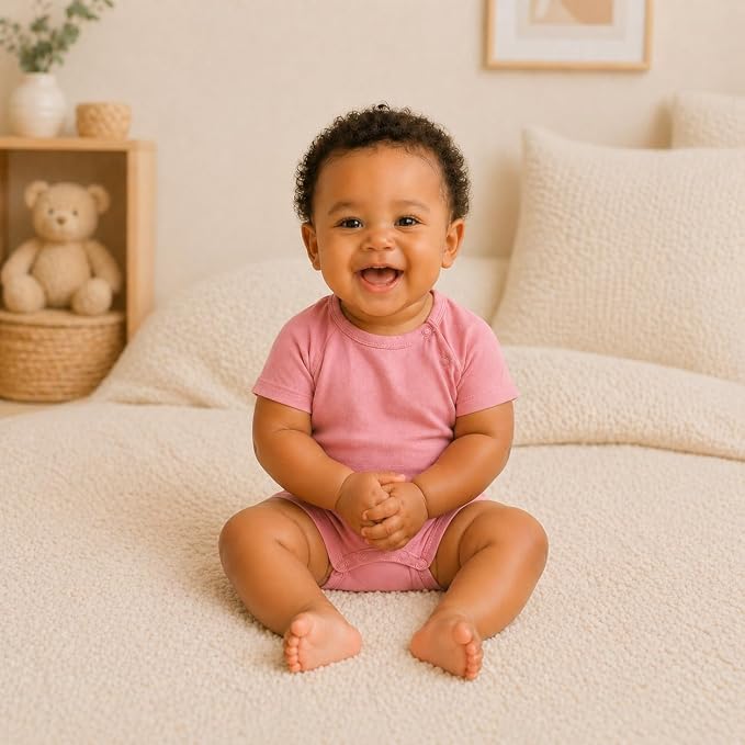 GUISBY Baby Romper 3-Pack Short Sleeve Rayon of Bamboo Bodysuit Set, 0-24M | - Image 5