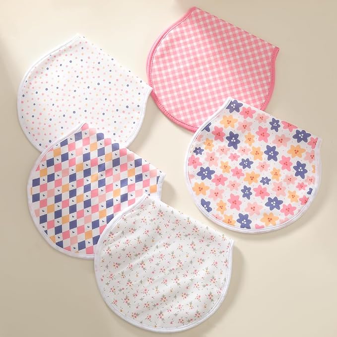 sleepyturtle Pack of 5, Baby Burp Cloths, Soft and Absorbent - Image 4