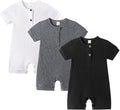 Bafeicao Baby Boy Girl 2/3 Pack Solid Romper Ribbed Short/Long Sleeve | by Bafeicao
