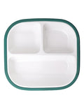BABELIO 8'' Toddler Porcelain Plates with Silicone Suction Sleeves, Lead & BPA Free, Divided, Microwave & Dishwasher Safe, Stay Put, Suitable for Kids/Babies, Matcha Green