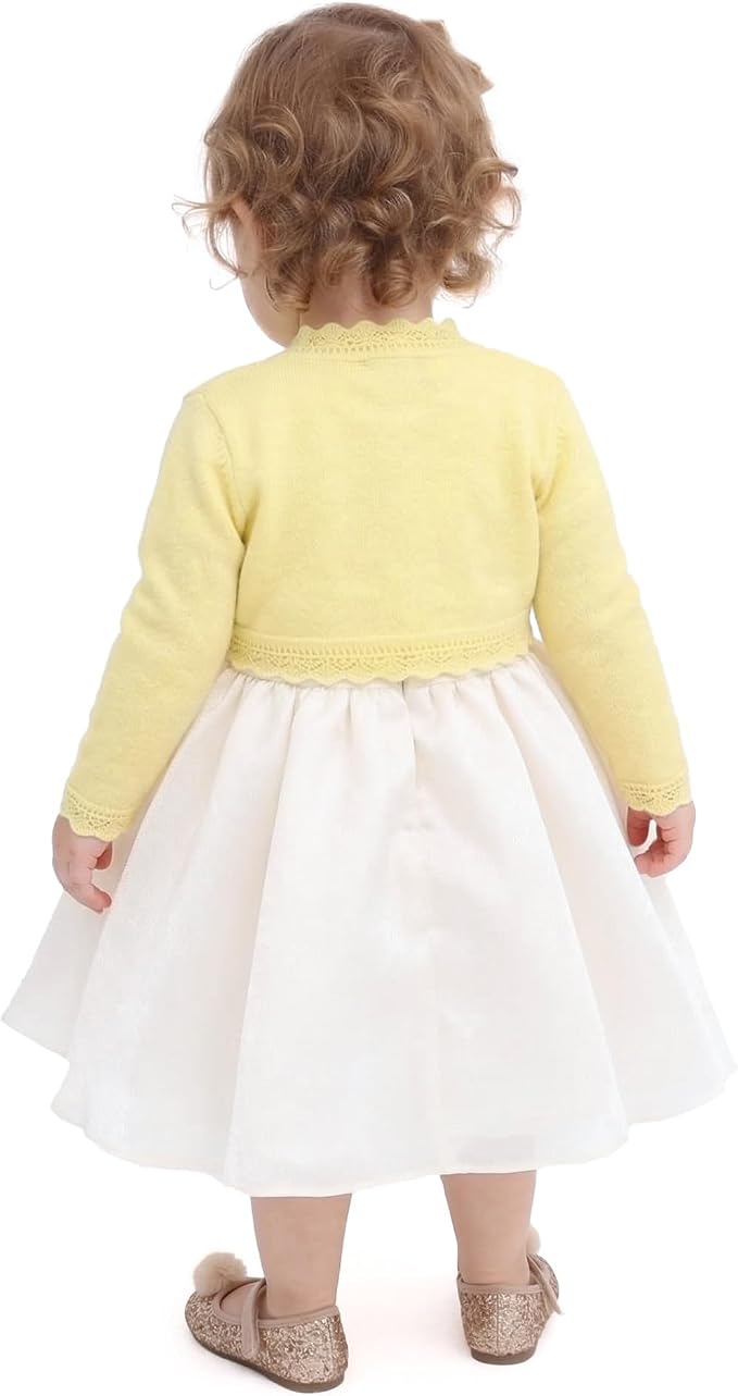 Lilax Little Girls' Knit Long Sleeve Button Closure Bolero Cardigan Shrug - Image 7