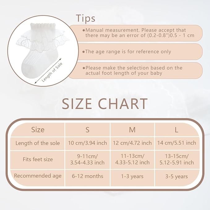 Baby Girls Socks with Bow Infant Breathable Mesh Ruffle Lace Sock - Image 7