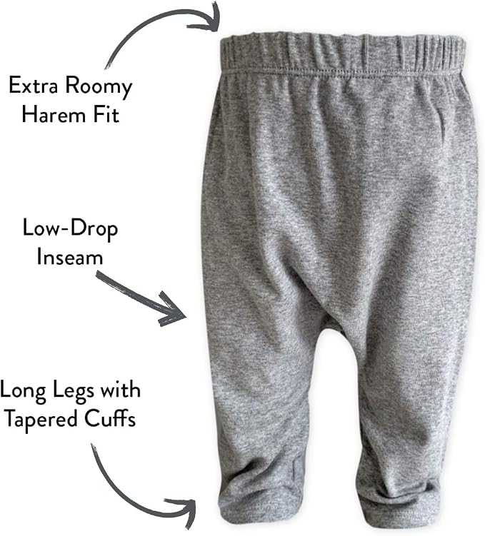 HonestBaby Unisex-Baby Multipack Harem Pants Roomy Fit Pull on Bottoms 100% - Image 5
