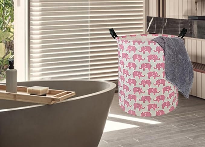 Round Laundry Hamper Storage Basket Laundry Organizer Hamper Storage Bins Clothes and Toys Box Nursery Hamper Gift Basket For Kids with Handles