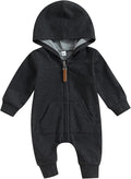 Infant Baby Boy Girl Clothes Solid Hoodie Romper Zip Up Long Sleeve Hooded by DNOMAID+YZARC
