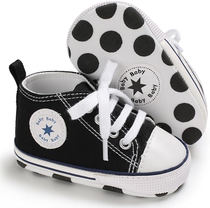 Unisex Baby Girls Boys Canvas High-top Shoes, Newborn Infant Anti-Slip Soft by KKIIDDSS