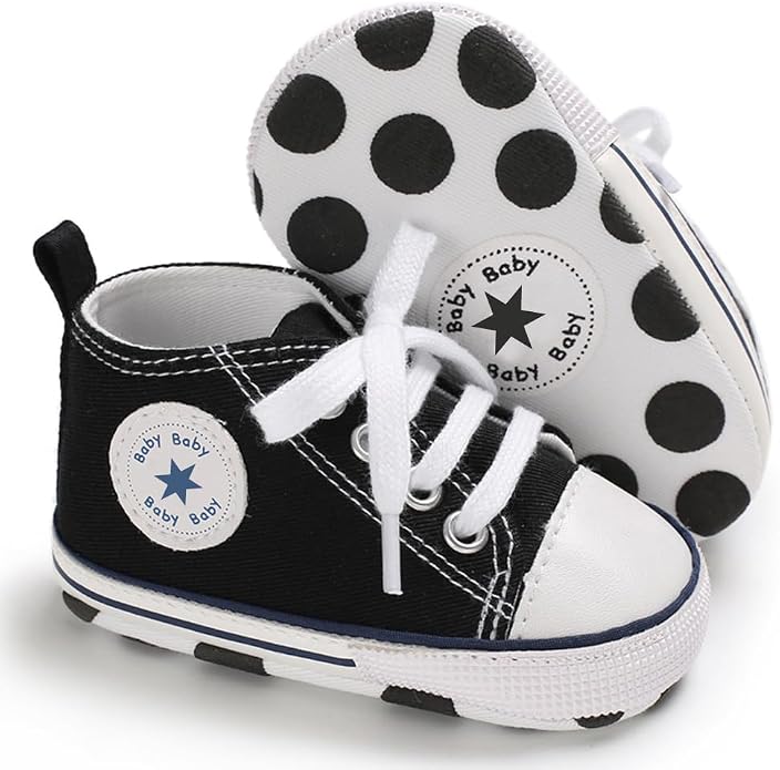 Unisex Baby Girls Boys Canvas High-top Shoes, Newborn Infant Anti-Slip Soft by KKIIDDSS