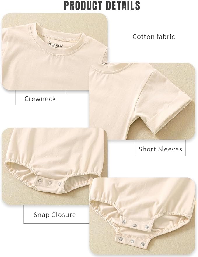 Jimonda Baby Bubble Romper Short Sleeve Bodysuit T-Shirt | 100% Cotton - Image 3