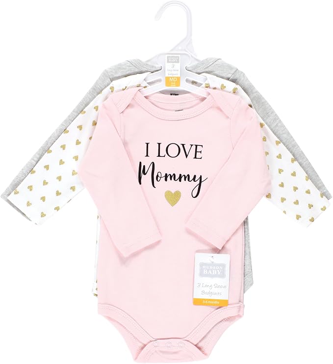 Hudson Baby Baby Girls' Cotton Long-sleeve Bodysuits 3-pack - Image 2