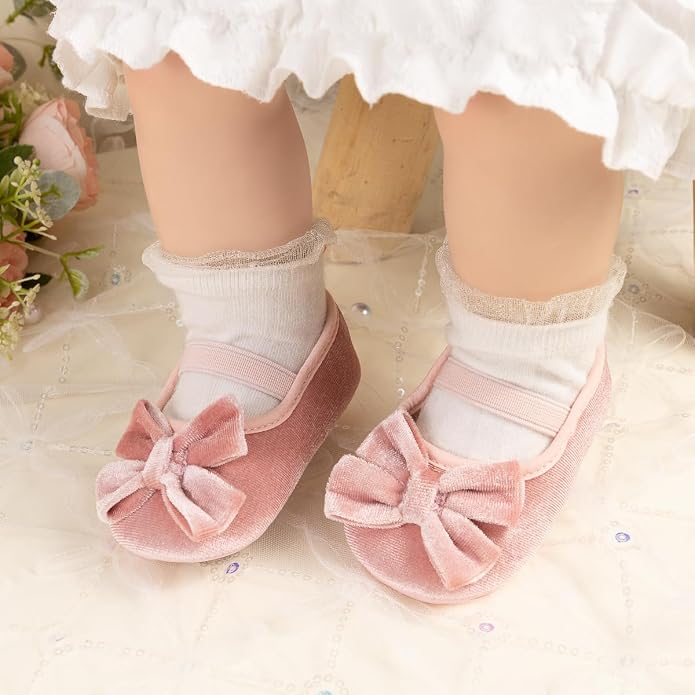 KIDSUN Infant Baby Girls Mary Jane Shoes Non-Slip Rubber Sole Ballet Slippers - Image 5