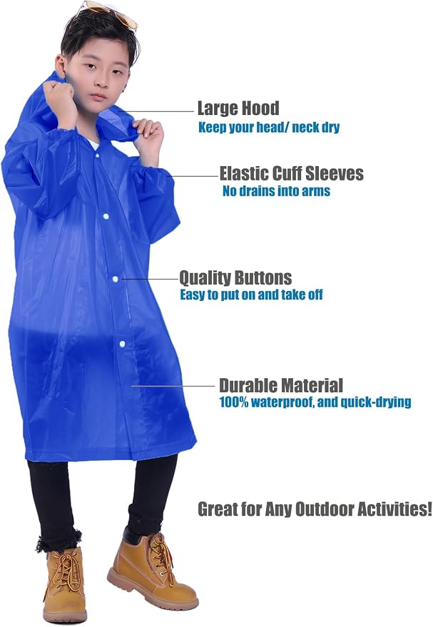 Kids Rain Jacket, 2 Pack Rain Ponchos - Image 4