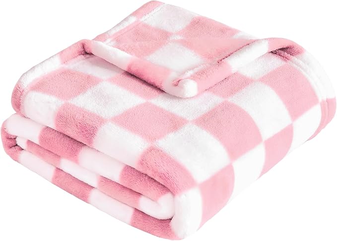 Yurhap Checkered Baby Blanket for Girls Pink Fleece Baby Blankets for Girls Boys by Yurhap