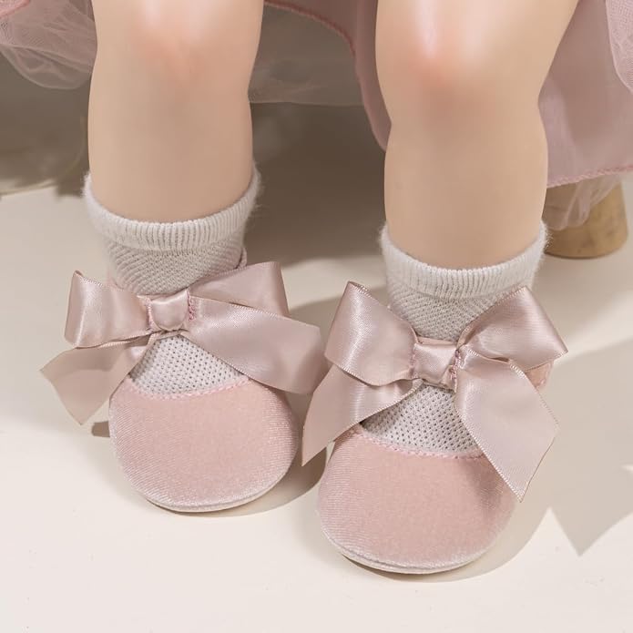 KIDSUN Infant Baby Girls Mary Jane Shoes Non-Slip Rubber Sole Ballet Slippers - Image 2