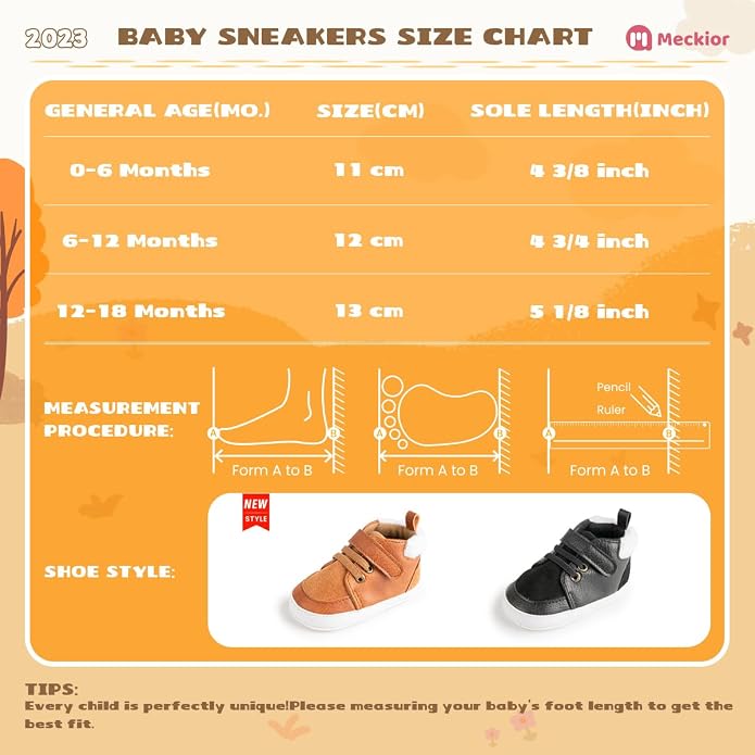 Meckior Toddler Baby Boys Girls High Tops Ankle Sneakers Soft Anti-Slip Sole PU - Image 6