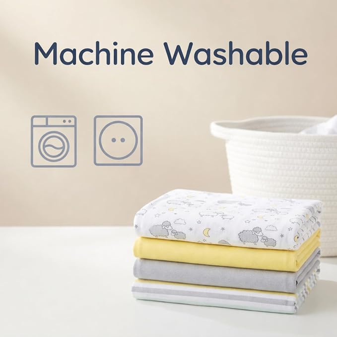 EVERYDAY KIDS 4 Pack of Soft Flannel Receiving Baby Blanket Set; Yellow/Gray - Image 9