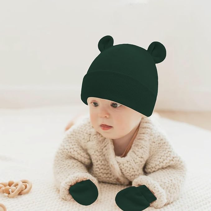UTTPLL Newborn Hats Mittens Set Toddler Girls Boys Cotton Nursery Hospital - Image 5
