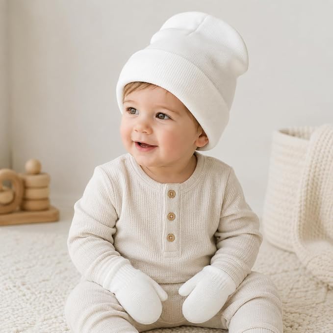 Baby Hats and Mittens Set Infant Toddler Beanie Cap Newborn Gloves - Image 4