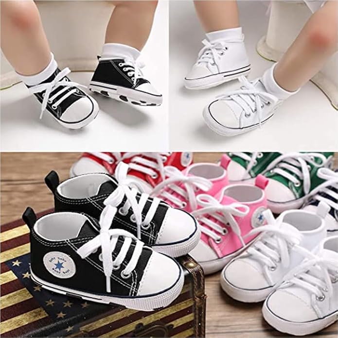 Unisex Baby Girls Boys Canvas High-top Shoes, Newborn Infant Anti-Slip Soft - Image 2