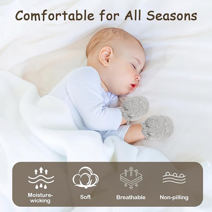 8 Pairs Baby Mittens Newborn No Scratch, Cotton Infant Gloves 0-6 Months | Soft - Image 5