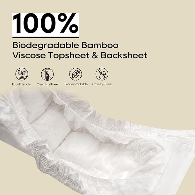 ECO BOOM Diapers, Viscose from Bamboo Diapers, Natural Soft Disposable Nappies for Infant, Size 4 Suitable for 20 to 31lb (Large - 60 Count)