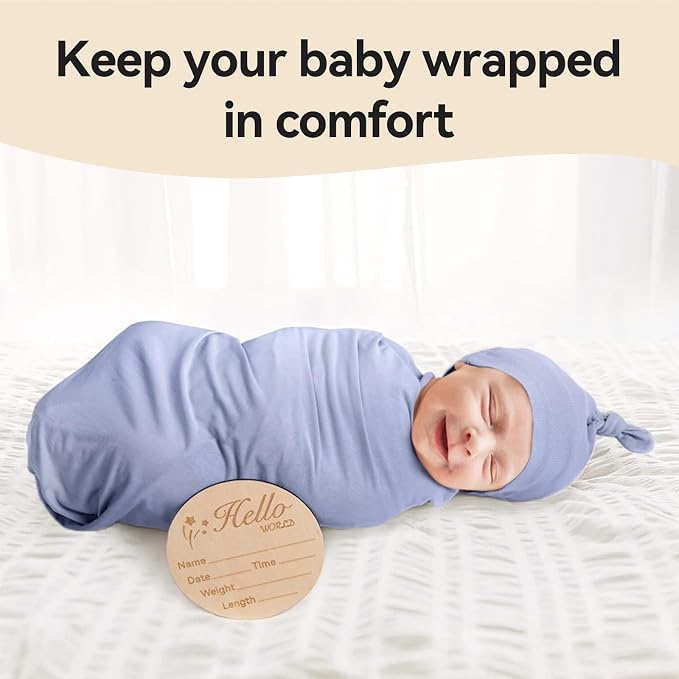 BubblePanda Rayon Made from Bamboo Newborn Swaddle Blankets 47"x47" 2-Packs | - Image 4