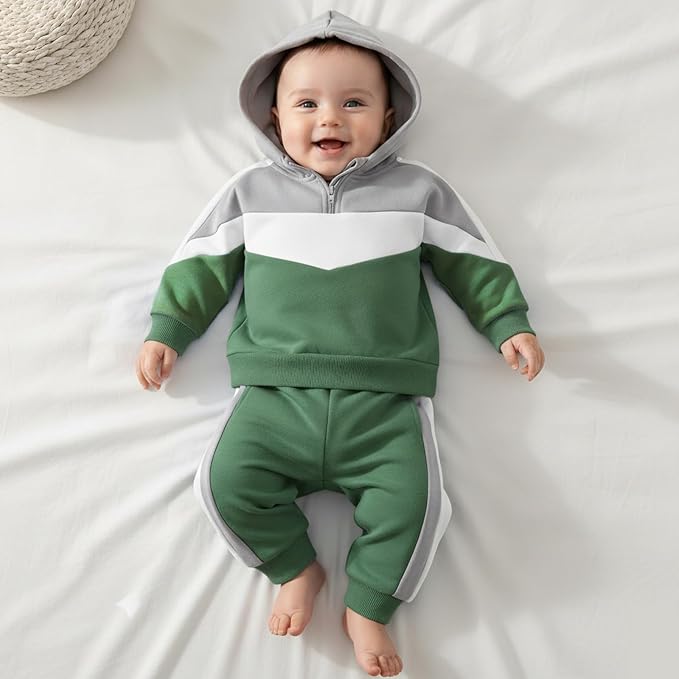 Infant Baby Boy Fall Winter Clothes Outfit Hooded Long Sweatshirt Pant Set - Image 5